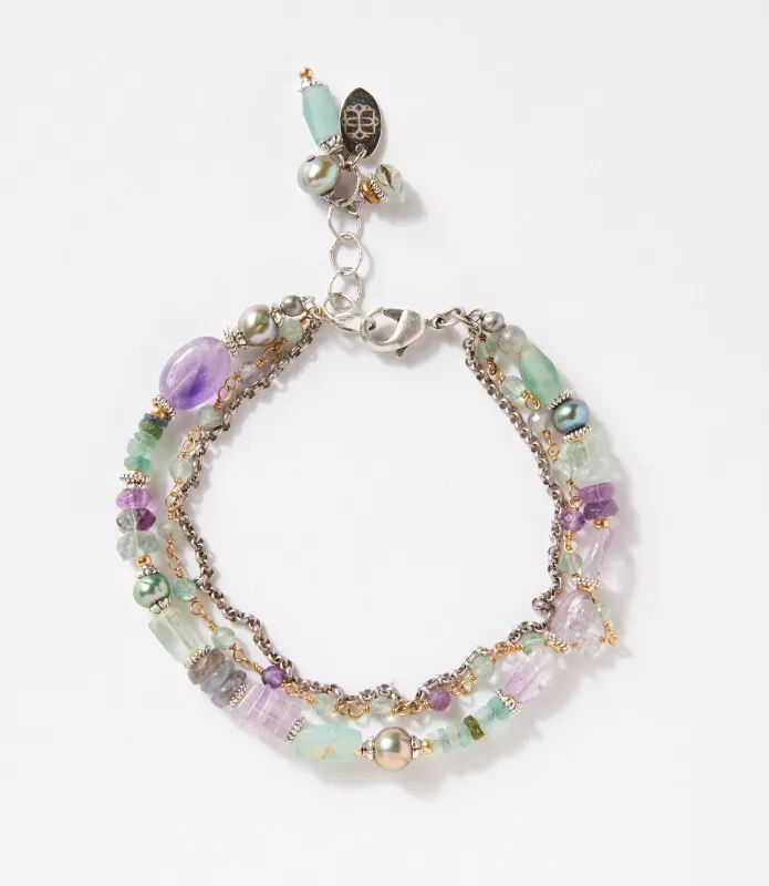 Gemstone And Glass Multistrand Bracelet made by Karen Kane