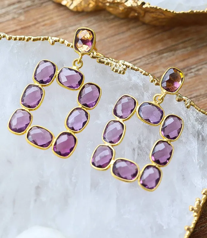 Rectangular Gemstone Bezel Earrings sold by Karen Kane