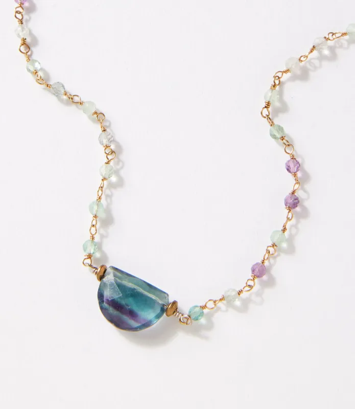 Rainbow Gemstone Half Circle Necklace sold by Karen Kane
