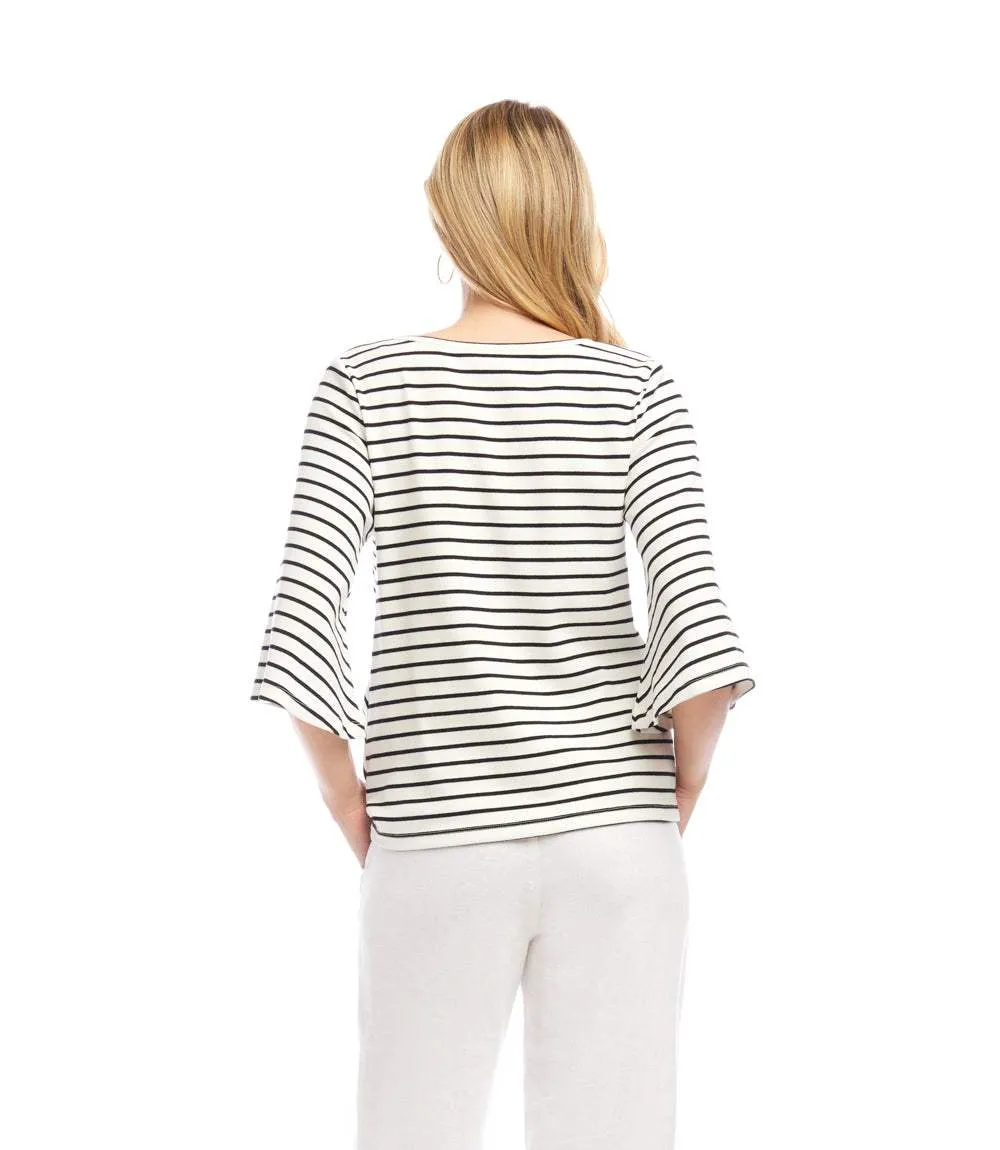 Stripe Flare Sleeve Pick-Up Top sold by Karen Kane product image thumbnail 4