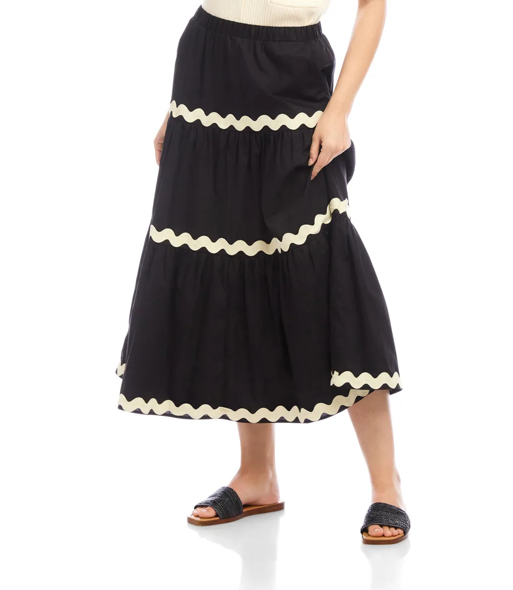 Ric-Rac Trim Tiered Midi Skirt sold by Karen Kane product image thumbnail 4
