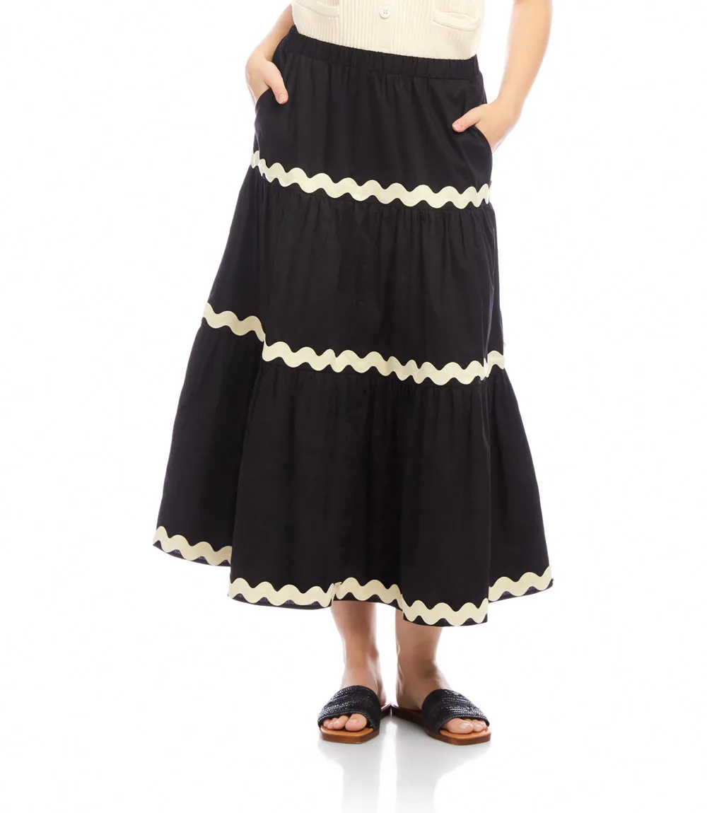 Ric-Rac Trim Tiered Midi Skirt sold by Karen Kane product image thumbnail 3