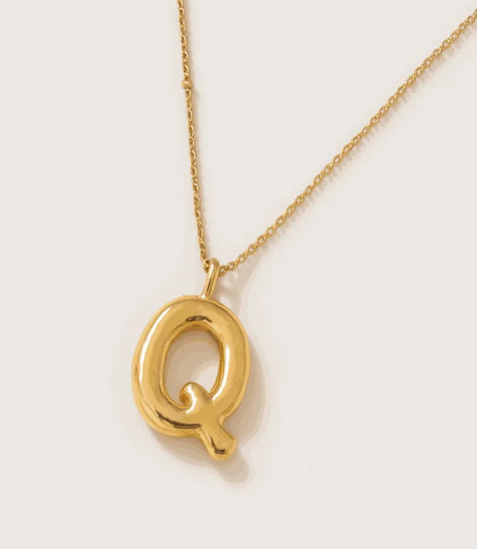 Gold Bubble Letter Charm Necklace made by Karen Kane