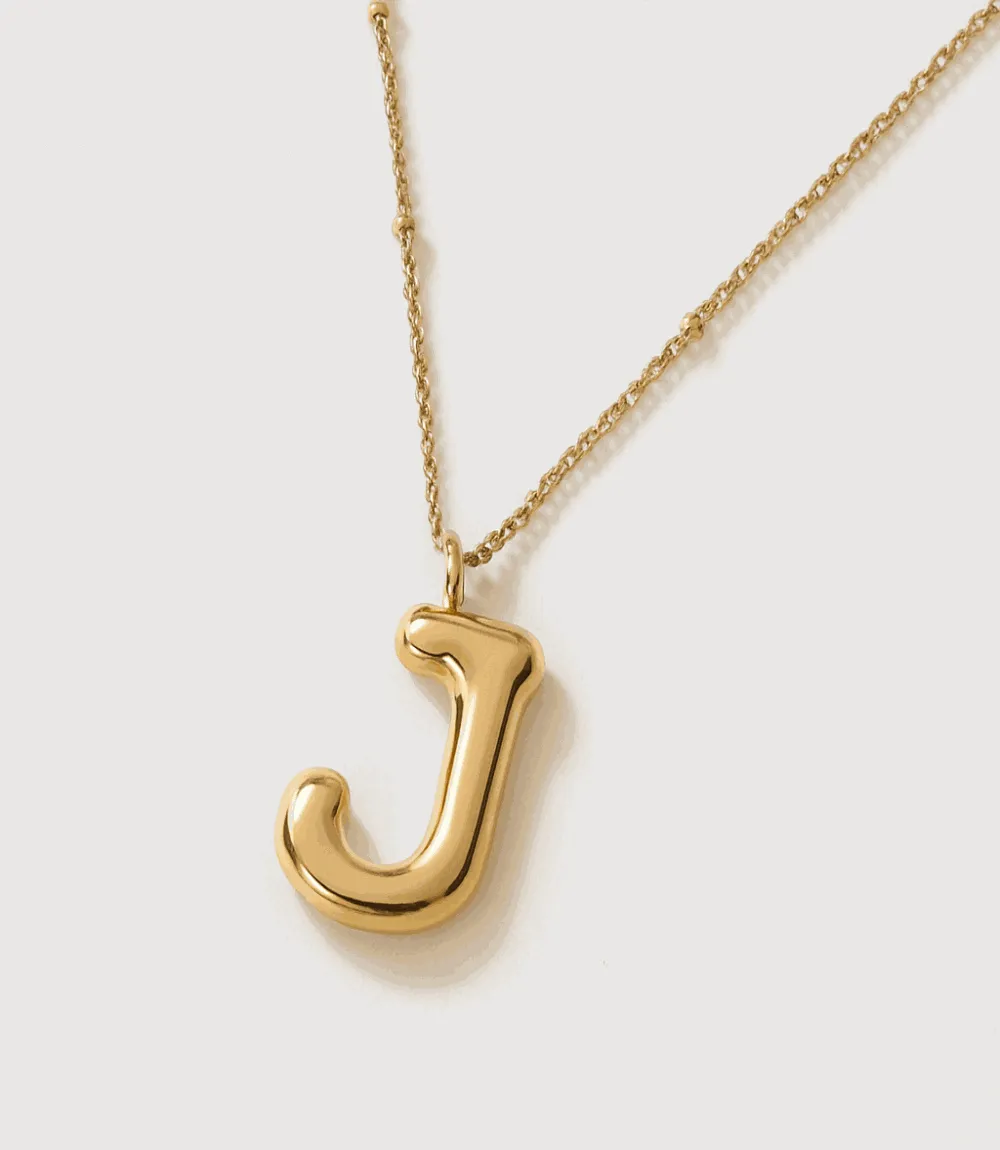 Gold Bubble Letter Charm Necklace sold by Karen Kane
