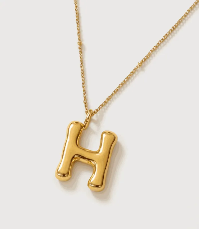 Gold Bubble Letter Charm Necklace made by Karen Kane