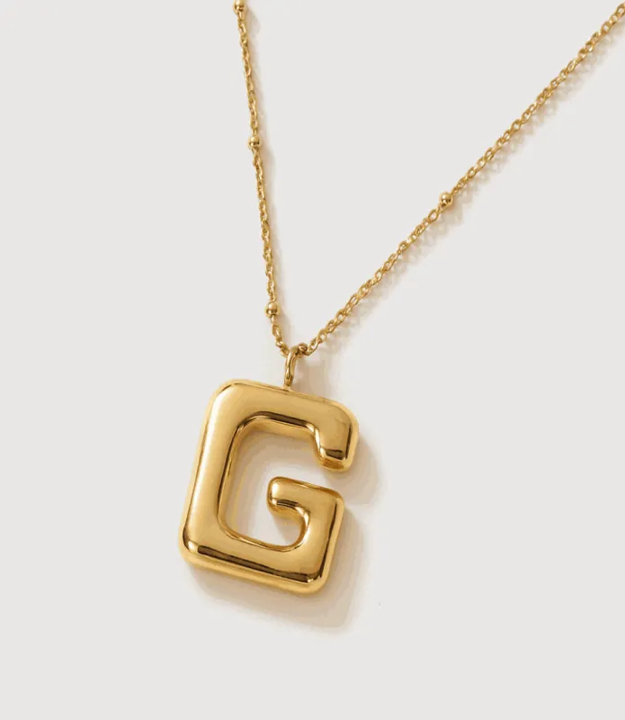 Gold Bubble Letter Charm Necklace made by Karen Kane