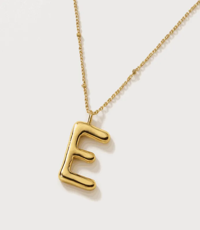 Gold Bubble Letter Charm Necklace made by Karen Kane