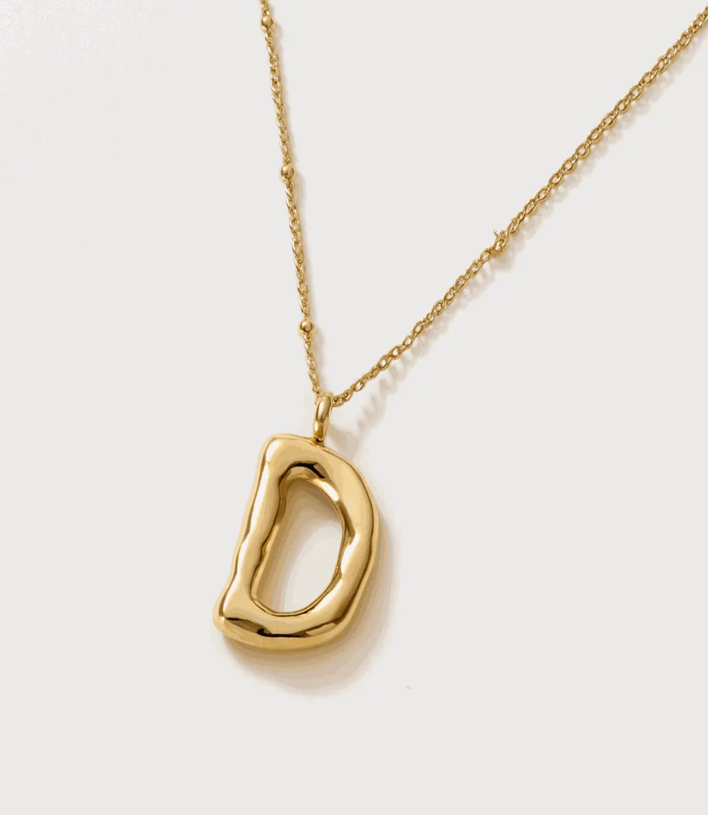 Gold Bubble Letter Charm Necklace sold by Karen Kane