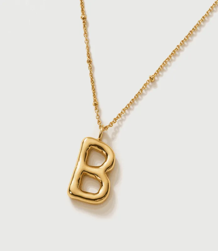 Gold Bubble Letter Charm Necklace made by Karen Kane