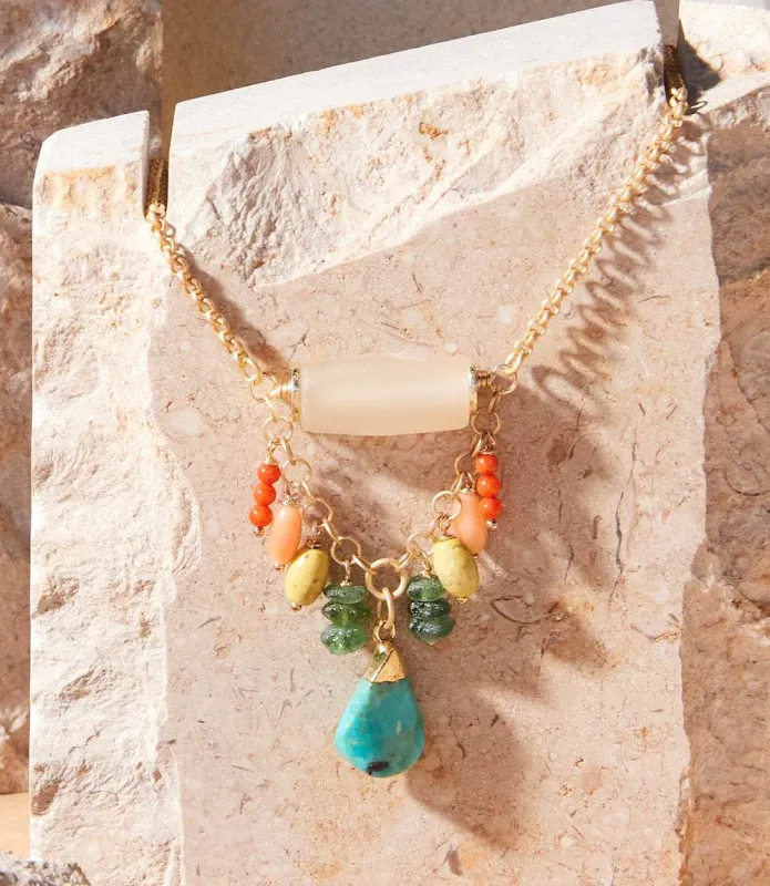 Turquoise Charm Cluster Necklace sold by Karen Kane