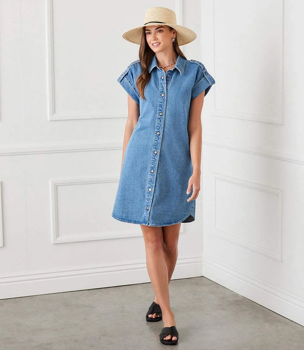 Cap Sleeve Denim Shirtdress sold by Karen Kane product image thumbnail 5