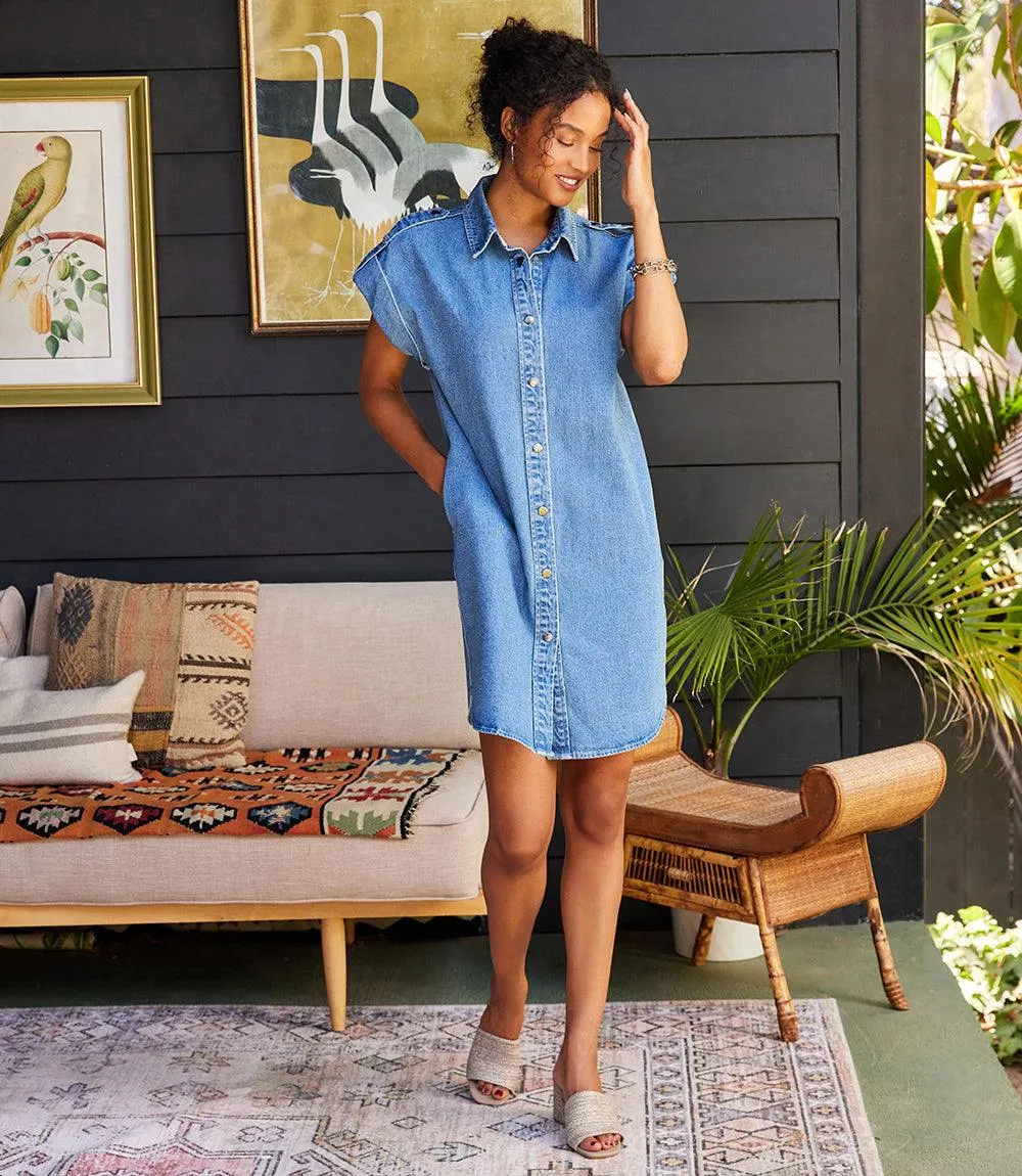 Cap Sleeve Denim Shirtdress sold by Karen Kane
