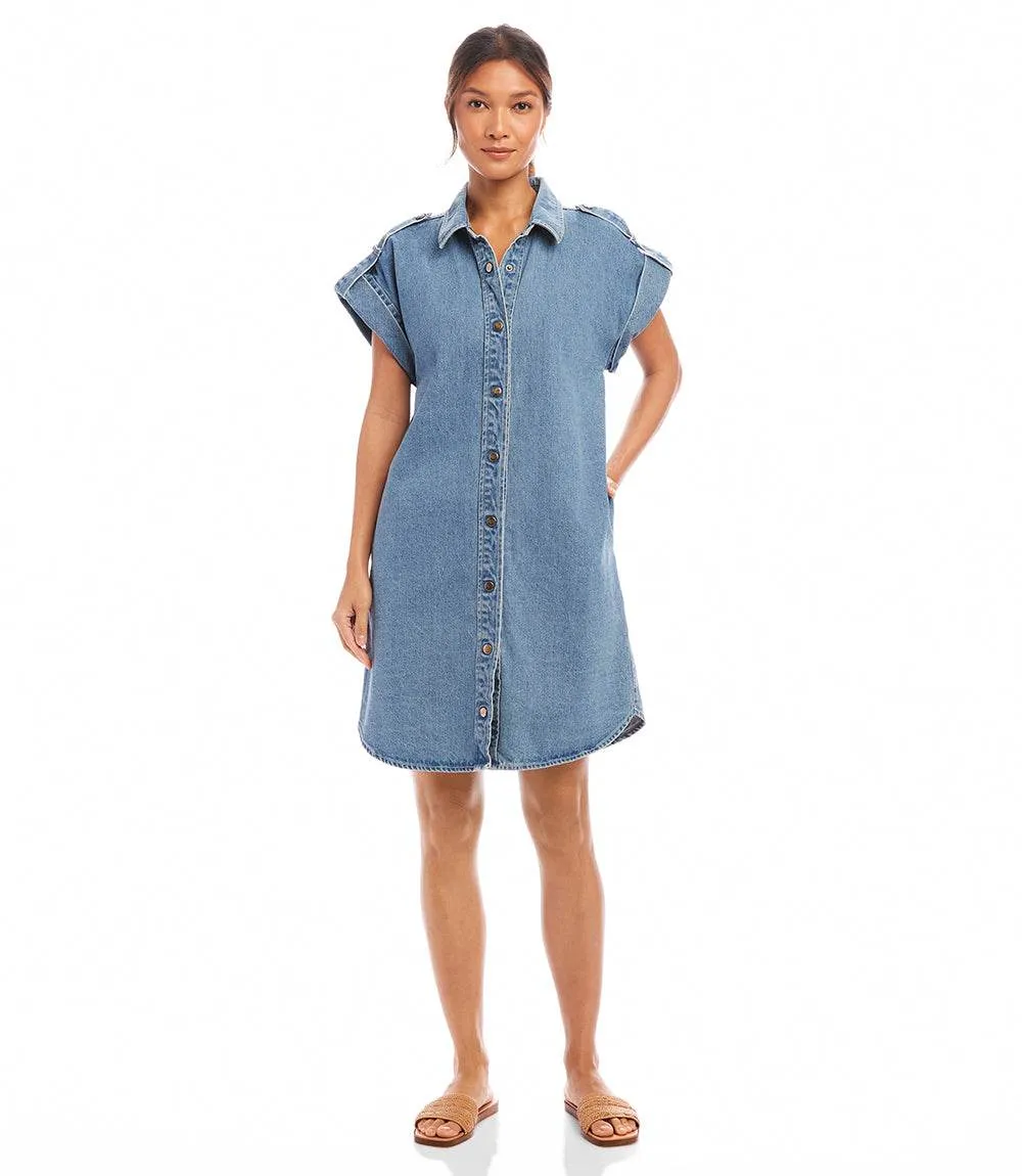 Cap Sleeve Denim Shirtdress sold by Karen Kane product image thumbnail 2