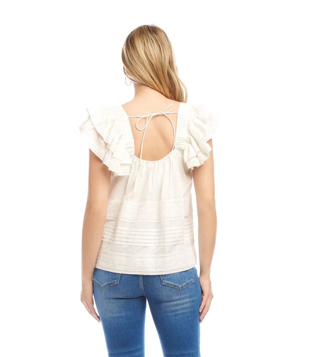 Embroidered Ruffle Sleeve Blouse sold by Karen Kane product image thumbnail 4