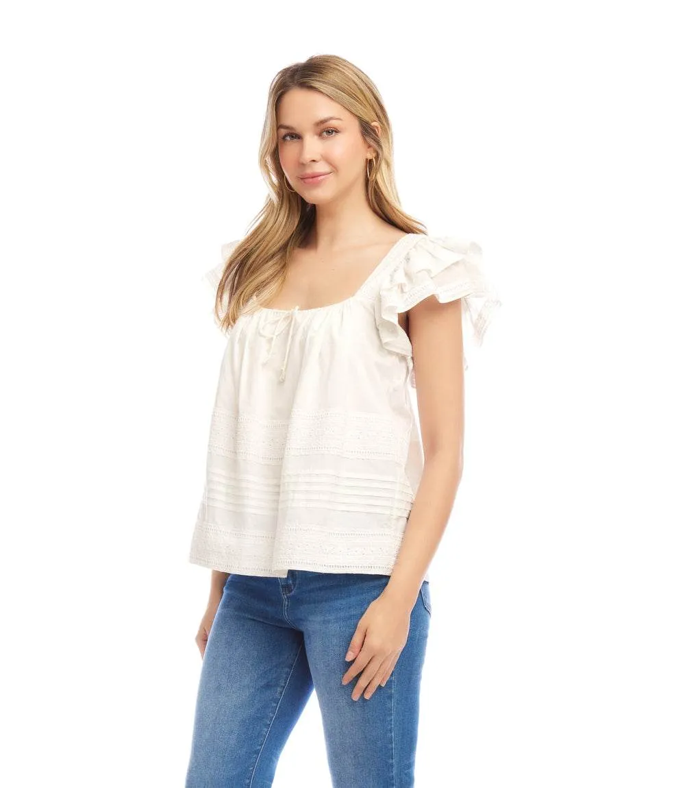 Embroidered Ruffle Sleeve Blouse sold by Karen Kane product image thumbnail 3