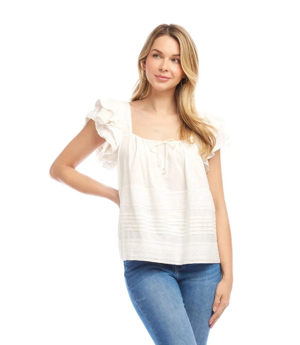 Embroidered Ruffle Sleeve Blouse sold by Karen Kane product image thumbnail 2