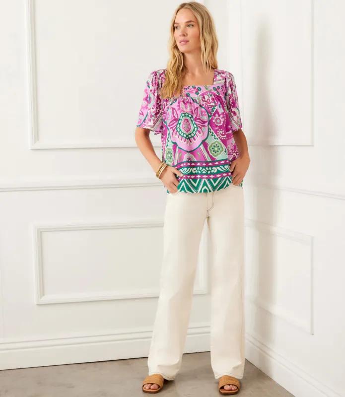 Flare Sleeve Square Neck Top sold by Karen Kane