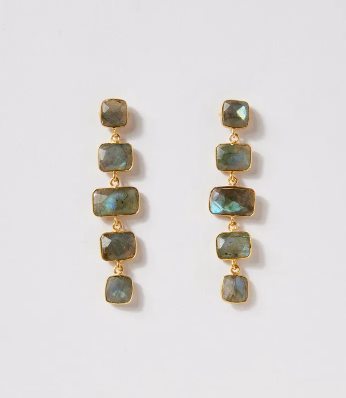Five Drop Gemstone Earrings sold by Karen Kane