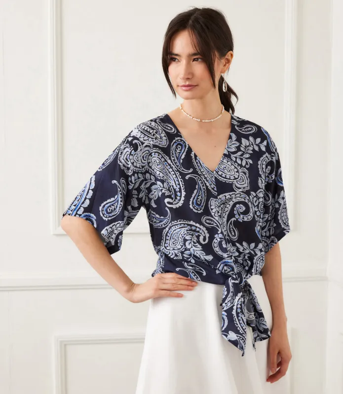Flutter Sleeve Tie Front Top sold by Karen Kane