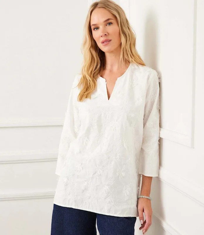 3/4 Sleeve Embroidered Tunic sold by Karen Kane