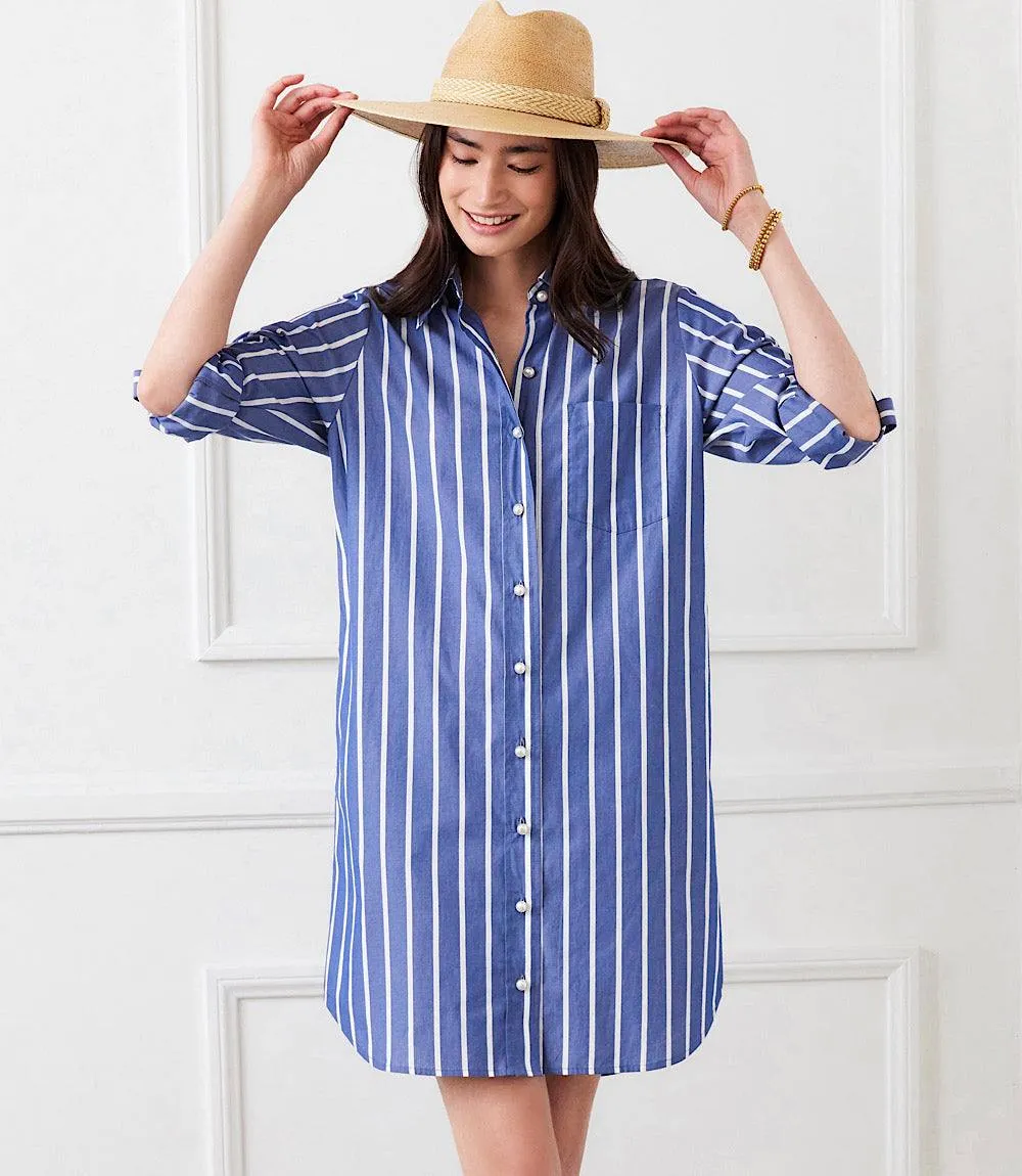Roll Tab Stripe Shirtdress sold by Karen Kane