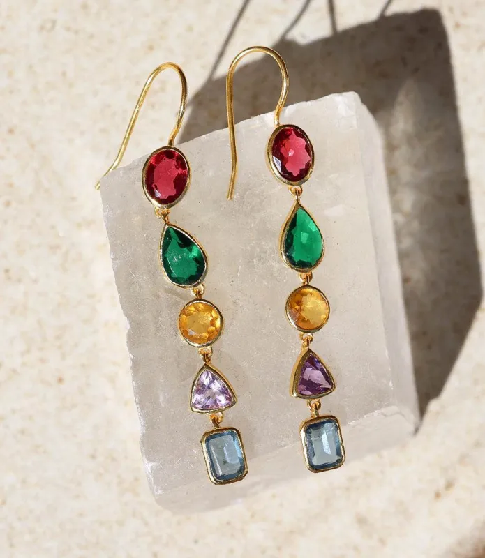 Mixed Gemstone Dangle Earrings sold by Karen Kane