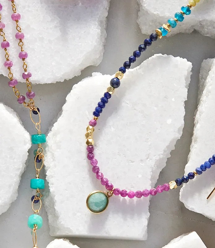 Aurora Beaded Gemstone Necklace made by Karen Kane