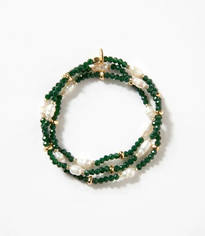 Beaded Gemstone And Pearl Stretch Bracelet made by Karen Kane