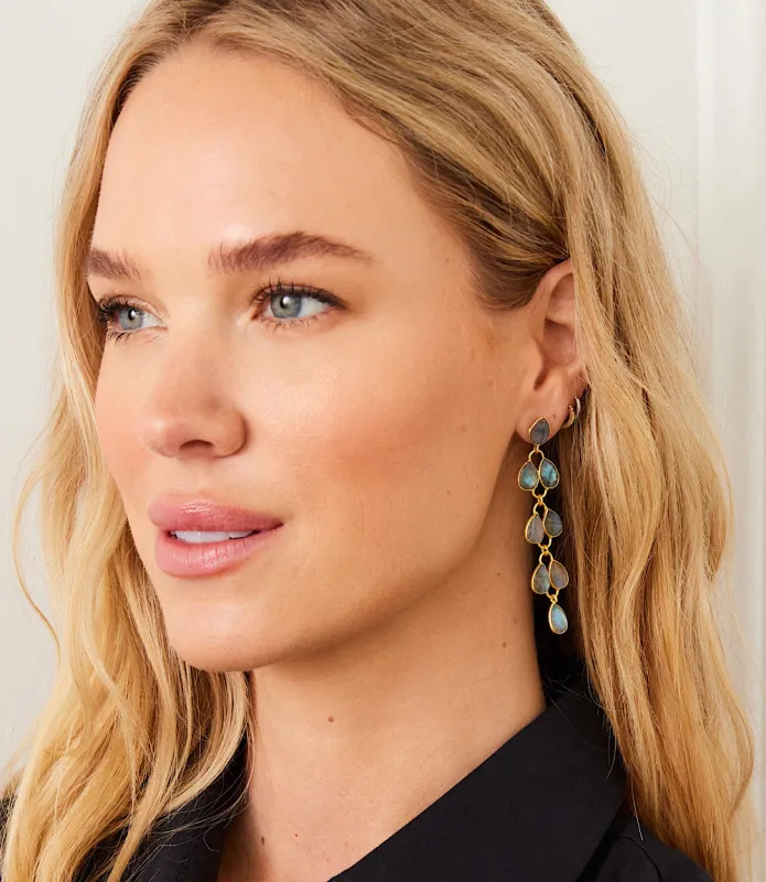 Feather Drop Gemstone Earrings sold by Karen Kane