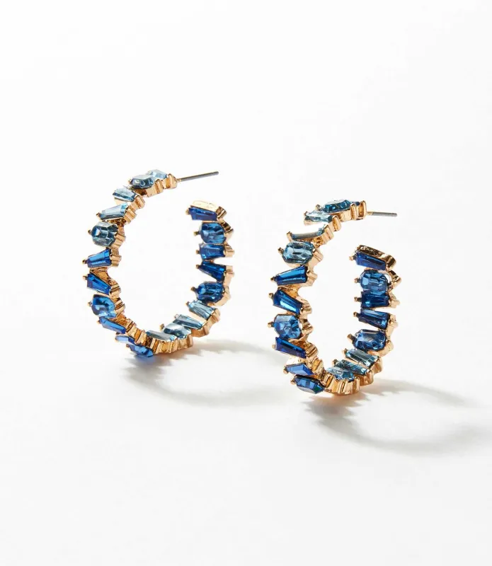 Angled Crystal Hoop Earrings sold by Karen Kane