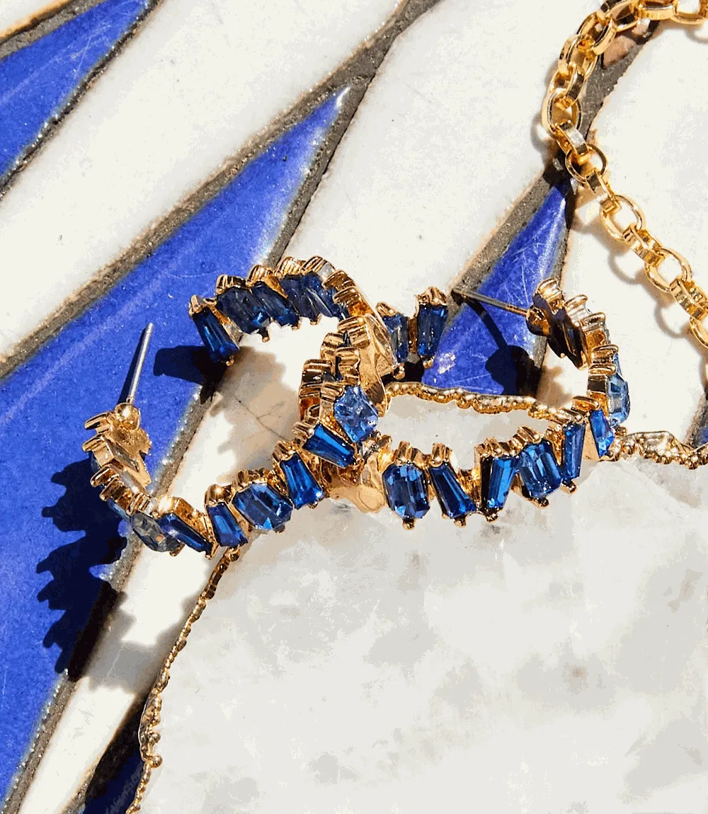 Angled Crystal Hoop Earrings sold by Karen Kane product image thumbnail 2