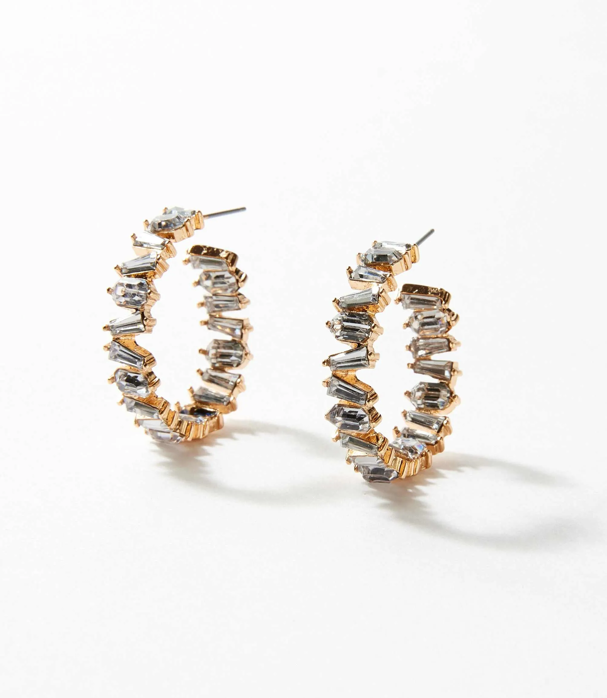 Angled Crystal Hoop Earrings sold by Karen Kane
