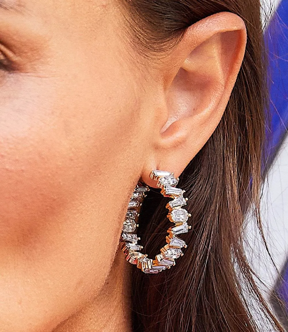 Angled Crystal Hoop Earrings sold by Karen Kane product image thumbnail 4