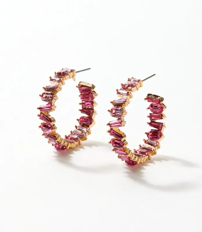 Angled Crystal Hoop Earrings made by Karen Kane