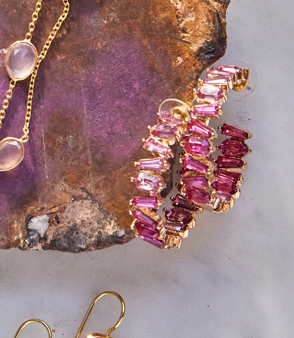 Angled Crystal Hoop Earrings sold by Karen Kane product image thumbnail 2