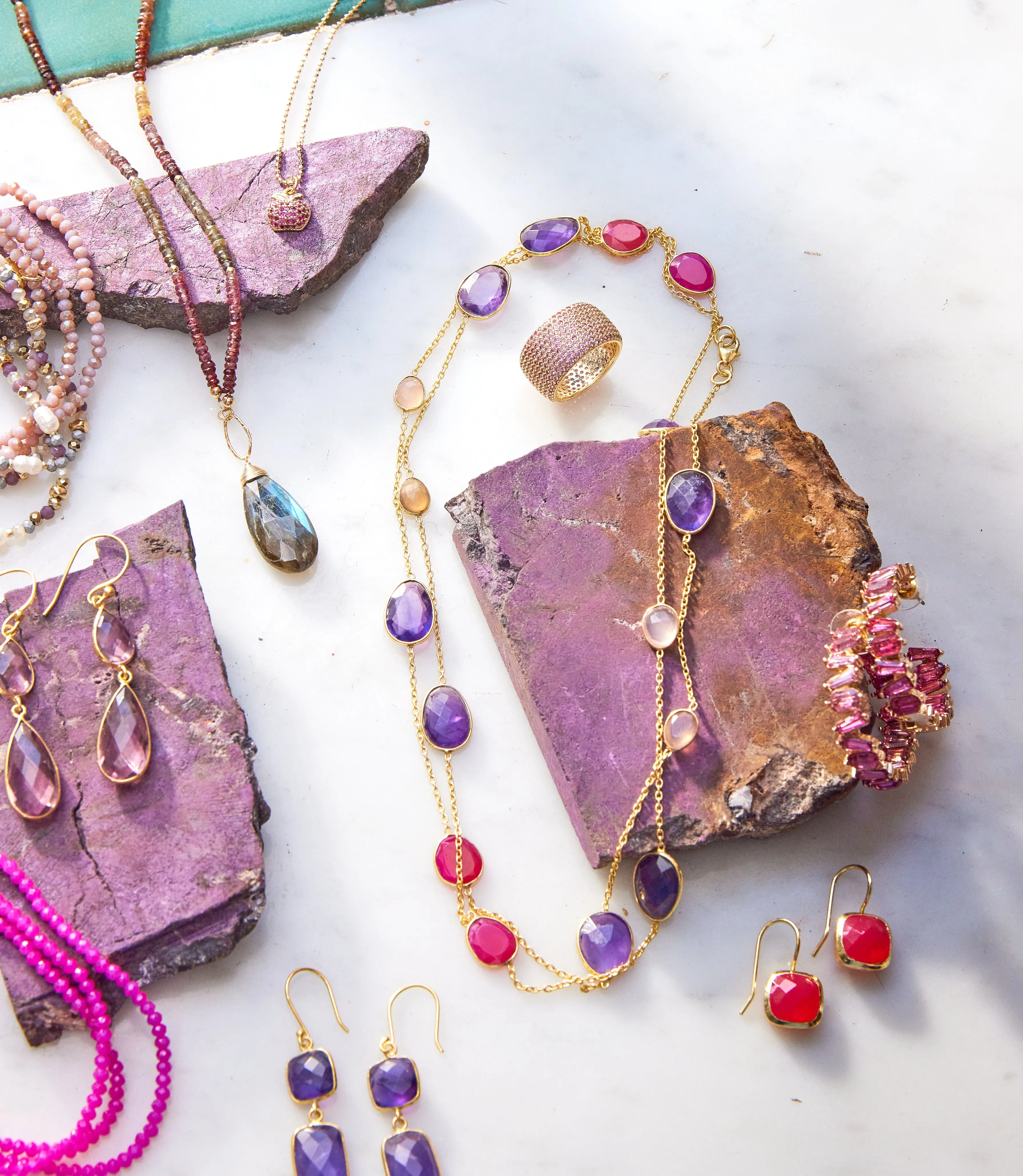 Long Gemstone Station Necklace sold by Karen Kane product image thumbnail 4