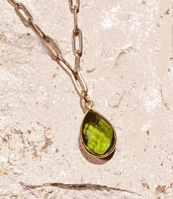 Peridot Gemstone Teardrop Necklace made by Karen Kane