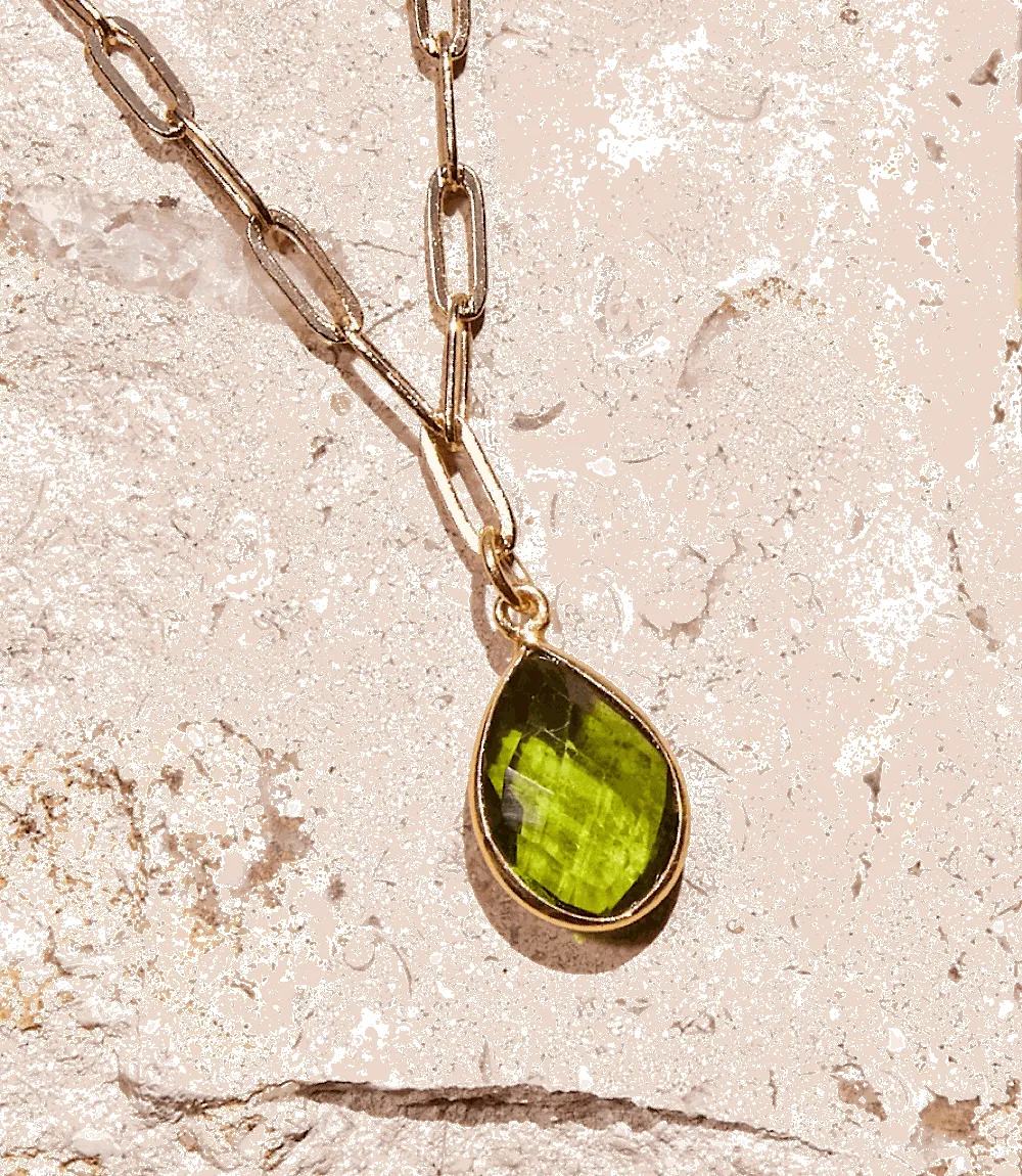 Peridot Gemstone Teardrop Necklace sold by Karen Kane