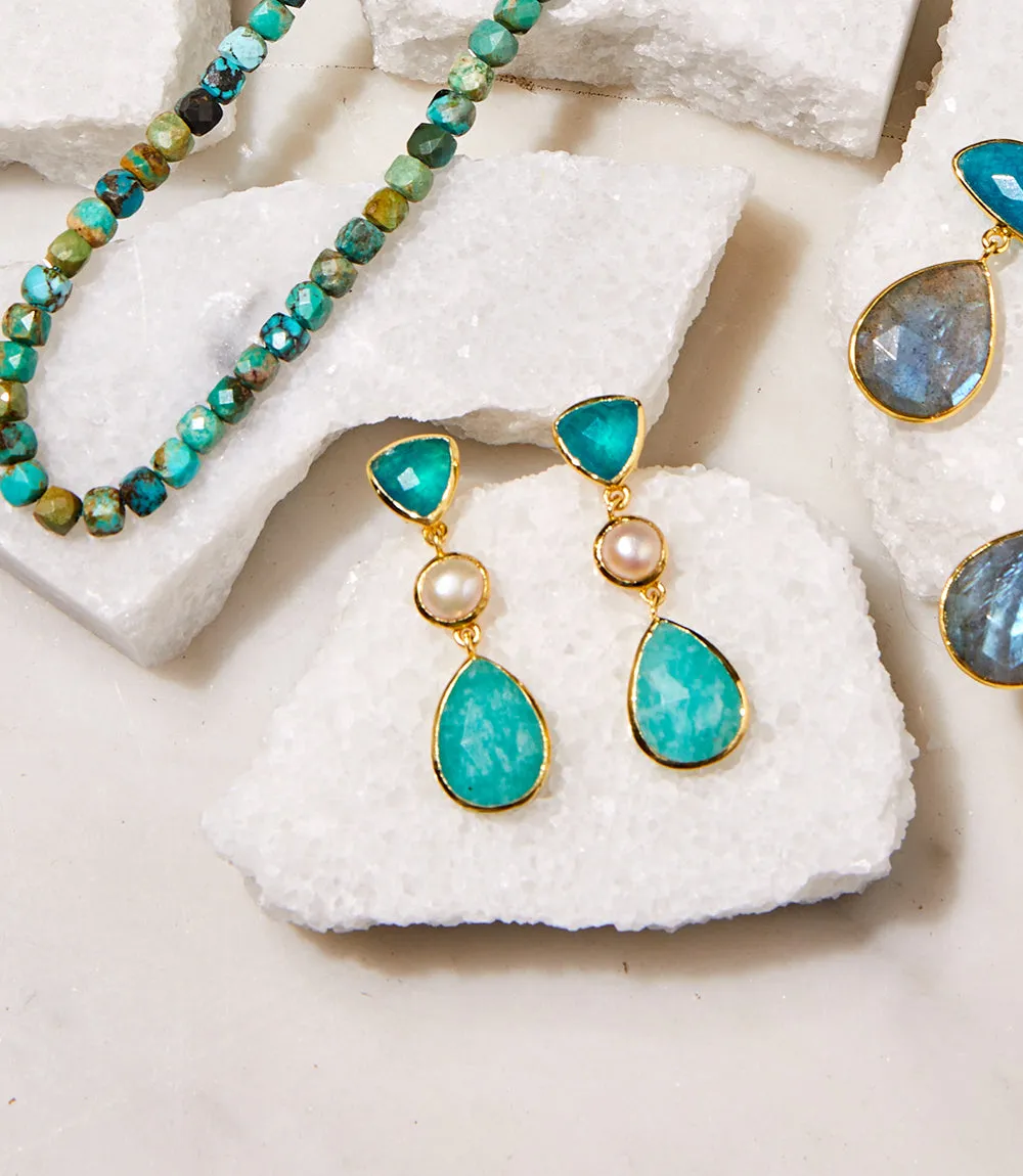 Gemstone And Pearl Earrings sold by Karen Kane