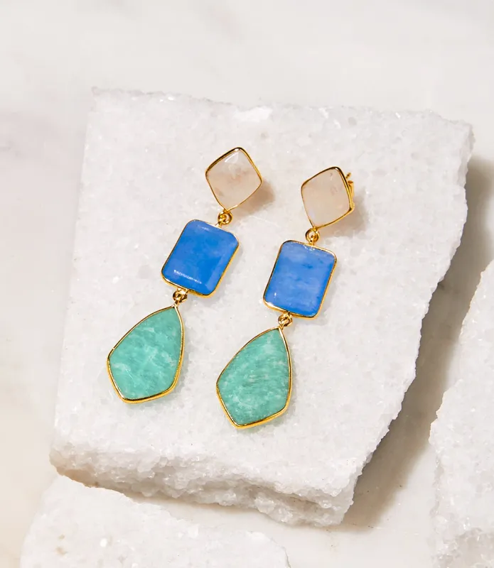 Mixed Triple Gemstone Earrings sold by Karen Kane