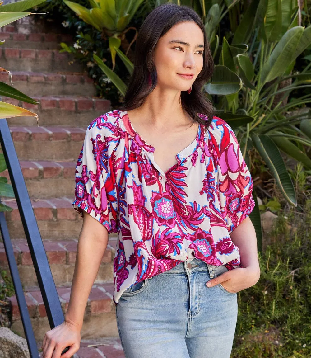 Short Sleeve Peasant Top sold by Karen Kane