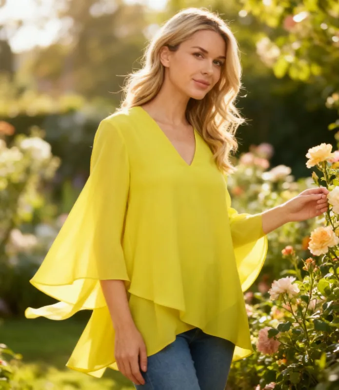 Bracelet Sleeve Asymmetric Top sold by Karen Kane