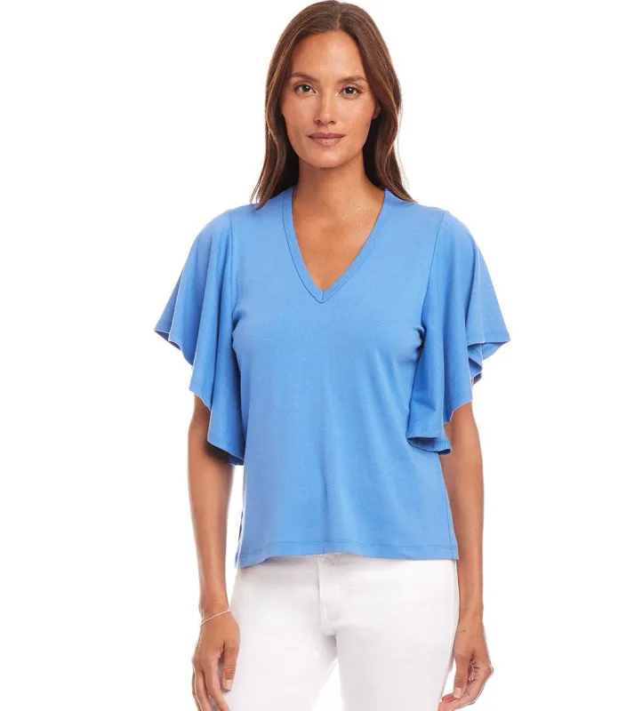 Flutter Sleeve V-Neck Top sold by Karen Kane