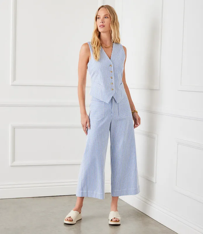 Stripe Button-Up Vest made by Karen Kane