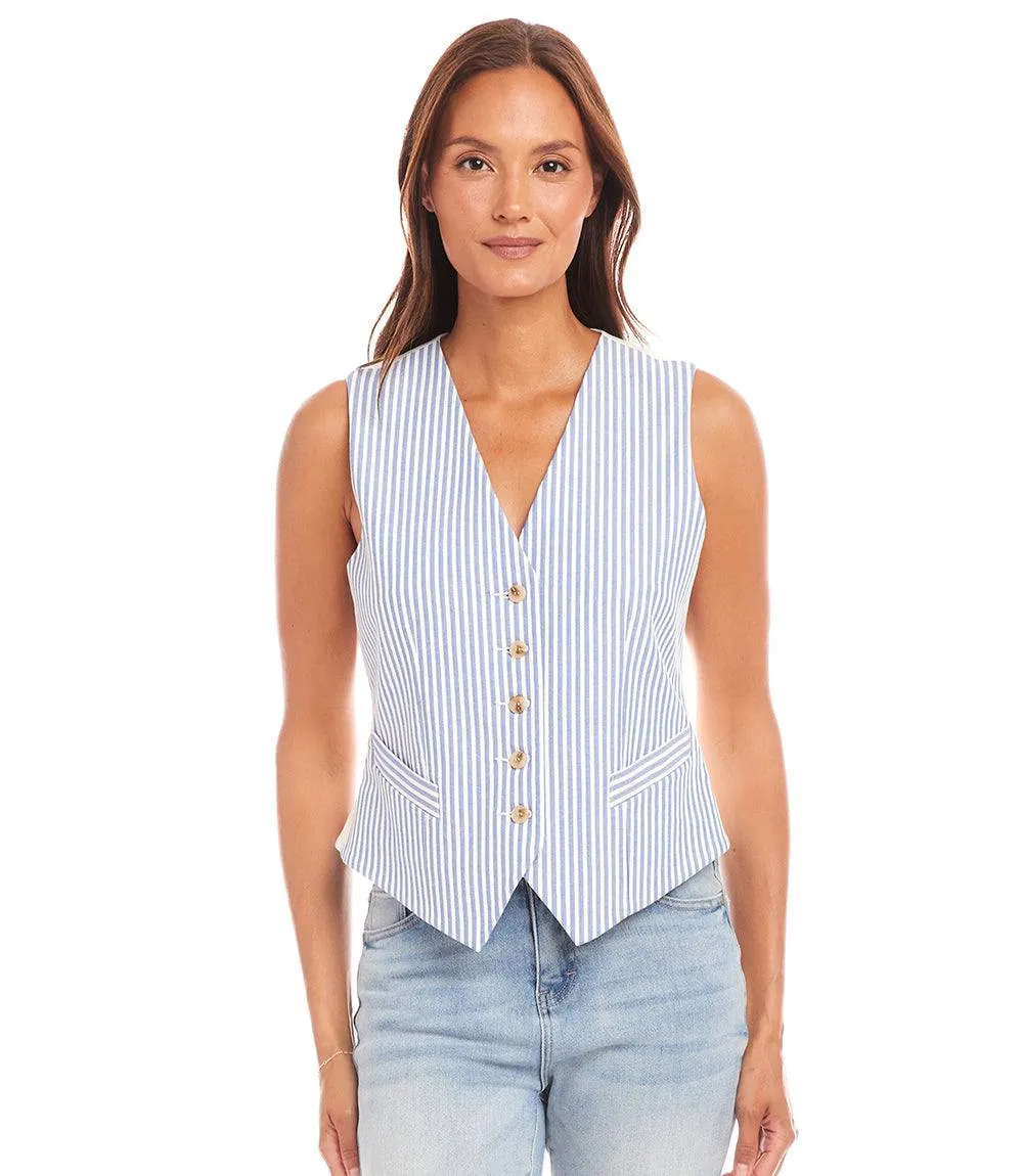 Stripe Button-Up Vest sold by Karen Kane product image thumbnail 3