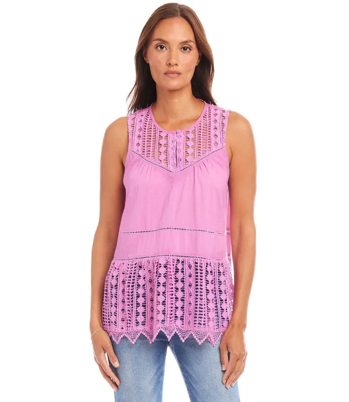 Lace Trim Sleeveless Top sold by Karen Kane