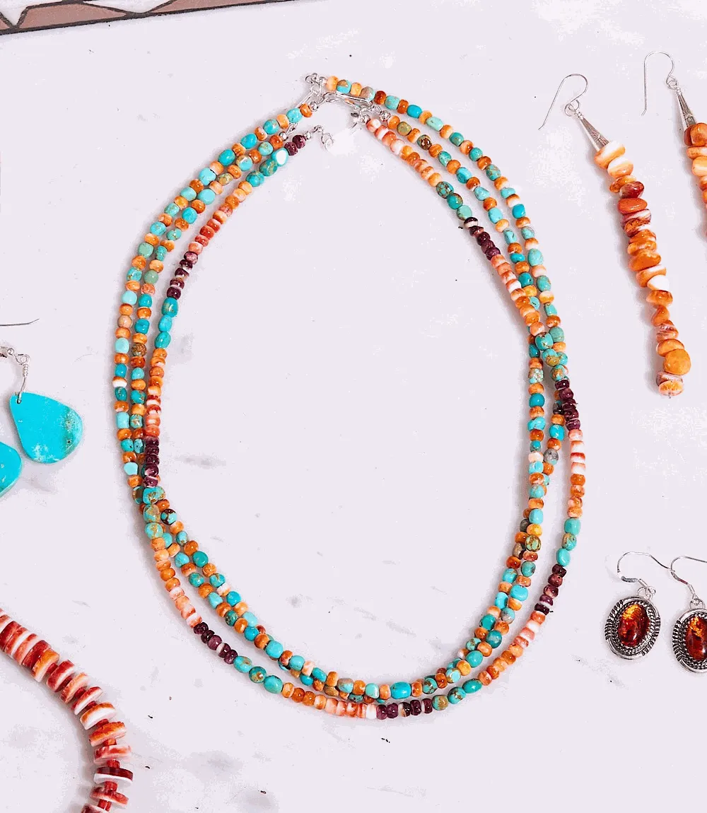 Turquoise And Spiny Oyster Beaded Necklace sold by Karen Kane product image thumbnail 2