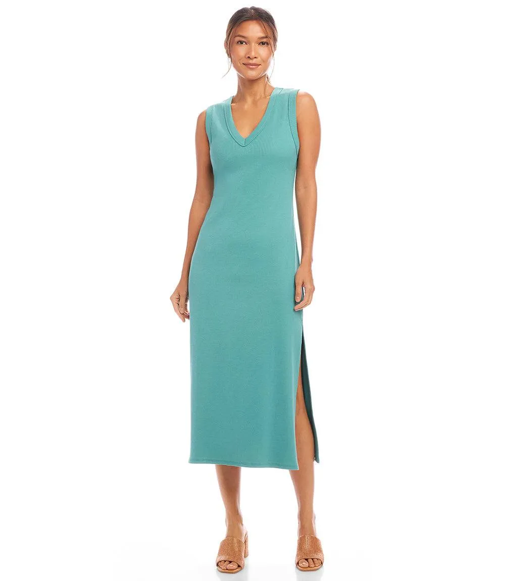 Sleeveless Ribbed V-Neck Midi Column Dress sold by Karen Kane product image thumbnail 2