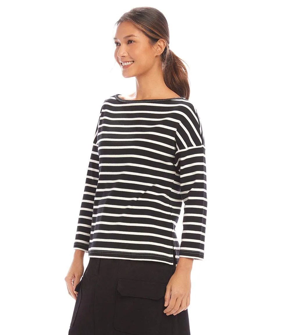 Stripe 3/4 Sleeve Boatneck Top sold by Karen Kane product image thumbnail 3