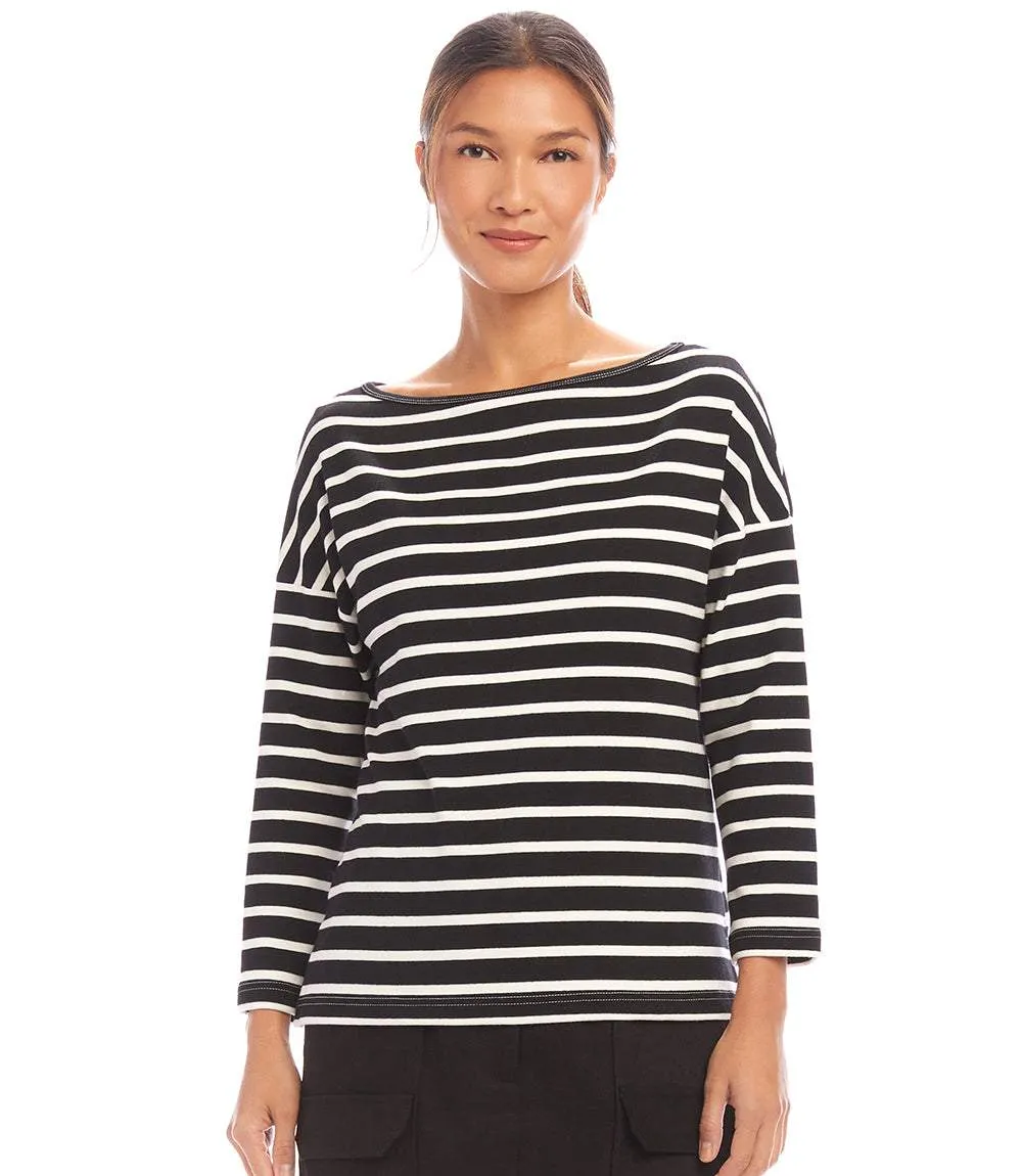 Stripe 3/4 Sleeve Boatneck Top sold by Karen Kane product image thumbnail 2